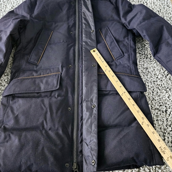 Massimo Dutti Men's S Small Navy Blue Wool Down Parka Coat Hooded Puffer Jacket - Picture 9 of 15